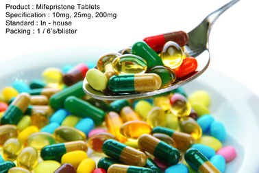 Mifepristoneは口頭薬物の反対者のホルモンの薬物10mg、25mg、200mgを錠剤にします